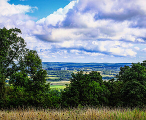 view from the top of a mountain in Yellville, Arkansas with the Butterball Turkey Feed Mill in the...