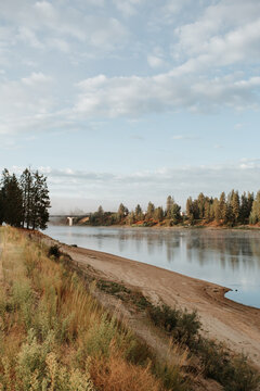 Fall scenery along a river