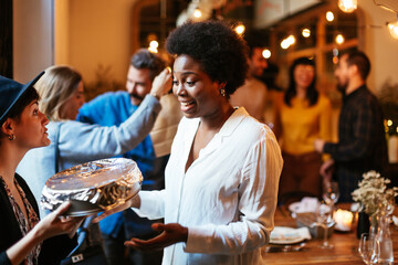 Indoor dinner party.