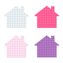 House shapes cut out of squared graph paper