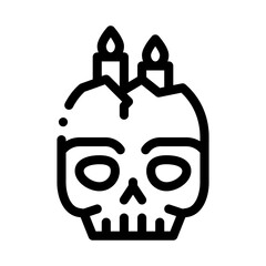 halloween skull candle icon vector. halloween skull candle sign. isolated contour symbol illustration