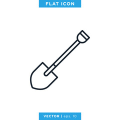 Shovel Icon Vector Design Template. Editable Stroke