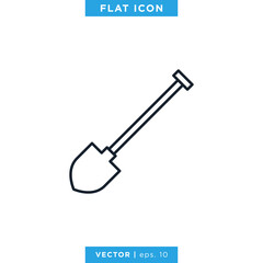 Shovel Icon Vector Design Template. Editable Stroke