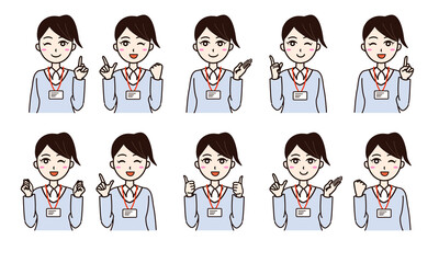 Woman business casual smile set