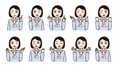 Woman business casual smile set