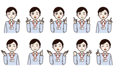 Woman business casual smile set