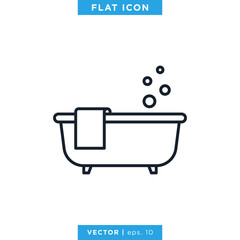 Bathtub Icon Vector Design Template. Editable Stroke