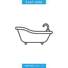 Bathtub Icon Vector Design Template. Editable Stroke