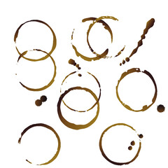 Vector coffee cup stains, Isolated On White Background, tea ring stamps Illustration