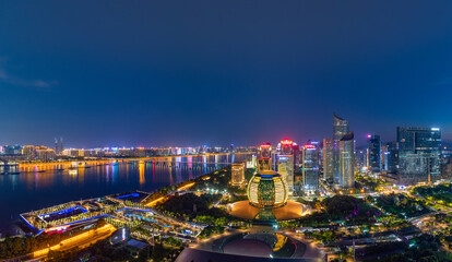 panorama view of hangzhou city skyline