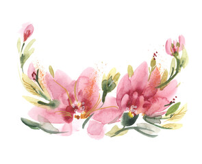 Watercolor Flowers Hand Painted Illustration.