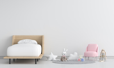 White child bedroom interior for mockup, 3D rendering