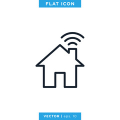 Smart Home Outline Icon Vector Design Template. Editable Vector eps 10.