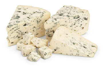 Blue cheese isolated on white background with clipping path and full depth of field.