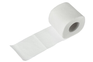 Roll of toilet paper or tissue isolated on white background with clipping path and full depth of field.