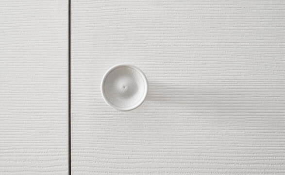 White And Stylish Round Door Knob With Copy Space.