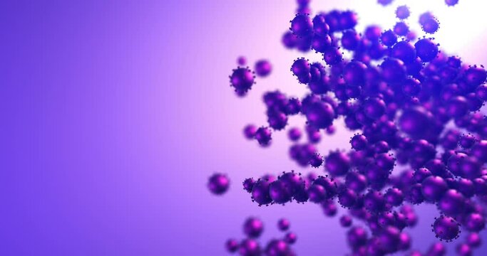 Dangerous Viruses Slowly Moving Under Microscope. Pandemic Virus Disease. Health And Science Related High Quality Seamless Loop Virus CG Animation.