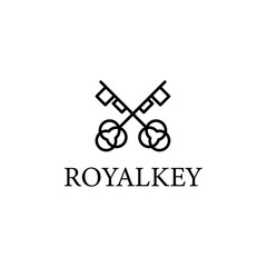Fototapeta na wymiar royalkey logo. Vector logotype design element. Real estate, key, house, home