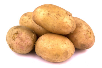 Young potato isolated on white background.
