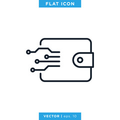Digital Wallet Icon Vector Design Template. Editable Stroke.