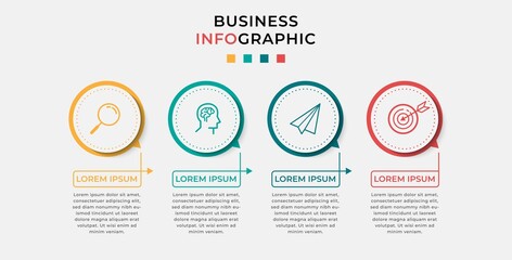 Business Infographic design template Vector with icons and 4 four options or steps. Can be used for process diagram, presentations, workflow layout, banner, flow chart, info graph