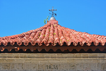 Fototapeta na wymiar Magellan's cross house roof facade in Cebu, Philippines