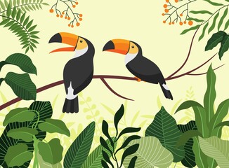 Tropical bird toucan cartoon animal design. © andin