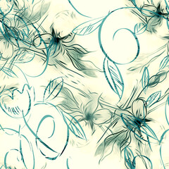 Floral Seamless Pattern. Watercolor Background. Hand Painted Illustration.