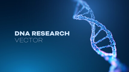 DNA research vector background. Futuristic medicine genome helix - obrazy, fototapety, plakaty