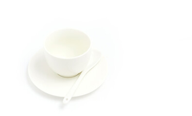 white Cup and plate on a white background
