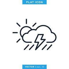 Heavy rain along with wind icon vector design template. Weather sign and symbol. Editable stroke.