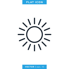 Sun icon vector design template. Editable stroke