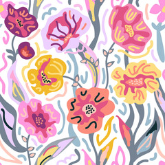 Sketchy floral print. - 369991985