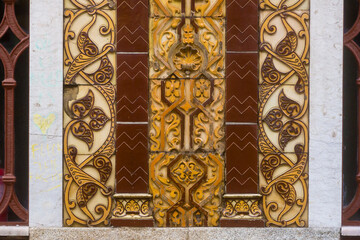 detail of the facade of a Factory Warehouse in Porto, Portugal