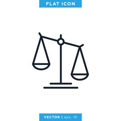 Scale of justice icon vector design template. Editable stroke.
