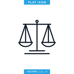 Scale of justice icon vector design template. Editable stroke.