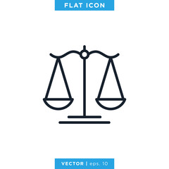 Scale of justice icon vector design template. Editable stroke.