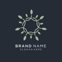 Abstract leaf flower logo icon vector design. Universal creative premium symbol. Graceful fashion boutique vector sign.