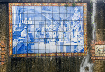 Azulejos panels of a Ceramics Factory in ruins in Vila Nova de Gaia in Portugal