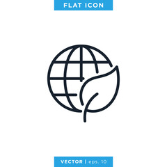 Ecology Icon Vector Design Template. Editable Stroke.
