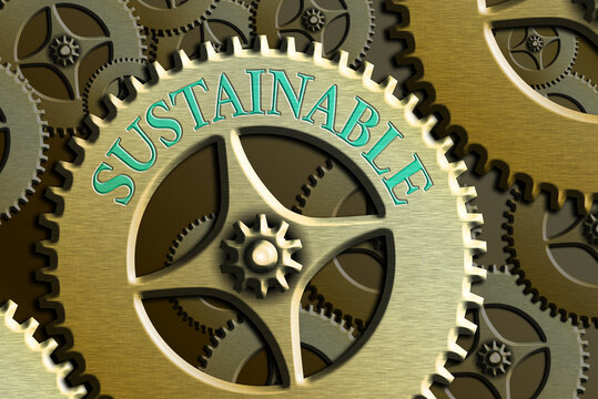 Writing note showing Sustainable. Business concept for the ability to be sustained, supported, upheld, or confirmed System Administrator Control, Gear Configuration Settings Tools Concept