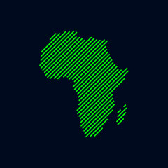 Striped Map of Africa Vector Design Template.