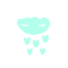 Fototapeta na wymiar single hand drawn cloud with rain drops vector illustration. cloud with hearts.