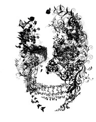 Obraz premium Black and white skull tattoo print design