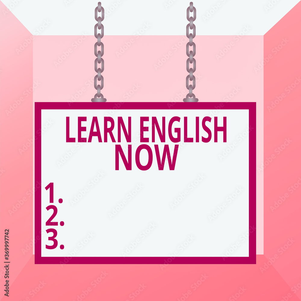Poster conceptual hand writing showing learn english now. concept meaning gain or acquire knowledge and ski