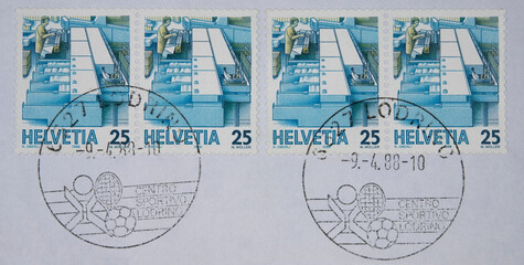 vintage retro alt old briefmarken stamp post letter mail gestempelt used schweiz helvetia Lodringen...
