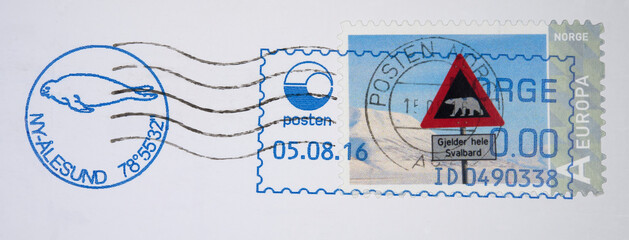 vintage retro alt old briefmarken stamp post letter mail gestempelt used norwegen nordpol norge...