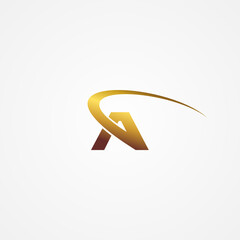 a golden swoosh logo design
