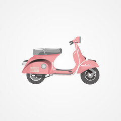 Vintage vector illustration, graphics - Old turquoise scooter
