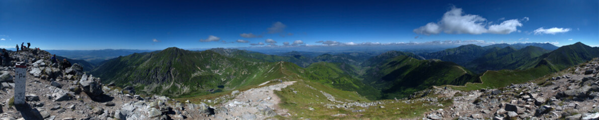 Fototapeta na wymiar Panorama ze Starorobociańskiego Wierchu 360 stopni - Tatry Zachodnie
